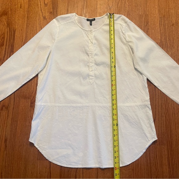 Eileen Fisher white linen blend long sleeve blouse top size L - Picture 12 of 14